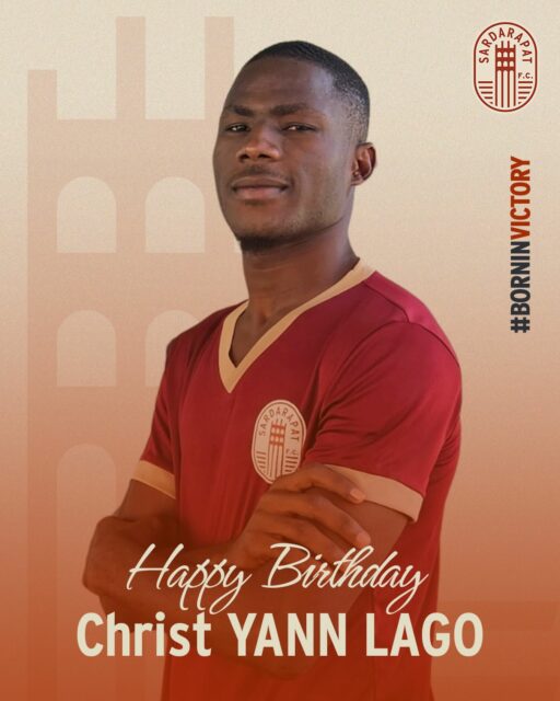 🥳 Today our team’s defender, Christ Yann Lago, celebrates his 21st birthday! 🎉 
Happy Birthday, @yannlagochris , we wish you all the best and many achievements ahead! ⚽

#SardarapatFC • #HappyBirthdayLago