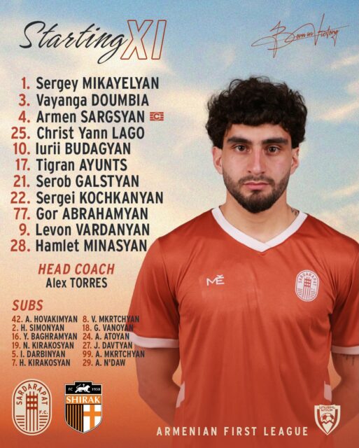 ⚡️Our Starting XI against Shirak-2 team
#SardarapatFC • #BornInVictory #SFC #SarShi