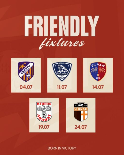 🗓️As part of our preparations for the new season, our team will play a series of friendly matches.

#SardarapatFC • #BornInVictory #SFC