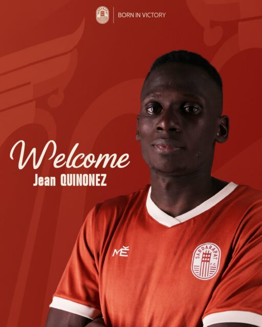 ❗️ OFFICIAL: JEAN QUIÑONEZ JOINS SARDARAPAT FC

✍️📑 Sardarapat FC is pleased to announce the signing of Ecuadorian defender Jean Quiñónez.

The 24-year-old primarily plays as a left-back and has gained experience in Ecuador, Portugal, Colombia, Israel and Russia throughout his professional career. He has also represented Ecuador at U20 level. 

👋 Welcome to SFC, Jean! 

#SardarapatFC • #BornInVictory #SFC
