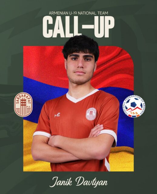 🇦🇲 Janik Davtyan called up to Armenia U-19!
Sardarapat FC 17-year-old midfielder has been called up to the Armenia U-19 national team for a training camp taking place from August 25 to 28 at the FFA Technical Center-Academy.
👏 Congratulations, Janik! We’re proud of you and wish you the best with the national team ❤️
#SardarapatFC • #BornInVictory #ArmenianU19