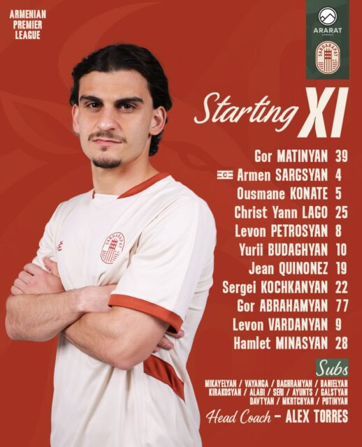 ⚡️ Our Starting XI against FC Ararat-Armenia
#SardarapatFC • #BornInVictory #SFC