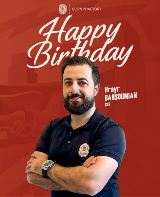 🥳 Today we celebrate the Birthday of Hrayr Parsumean, Financial Director of Sardarapat FC!
👏 The club wishes Hrayr good health, great success, new professional achievements, and continued progress!
⚽️ Happy Birthday, Hrayr! Wishing you all the best and many more successful years with Sardarapat!
#SardarapatFC • #BornInVictory #SFC